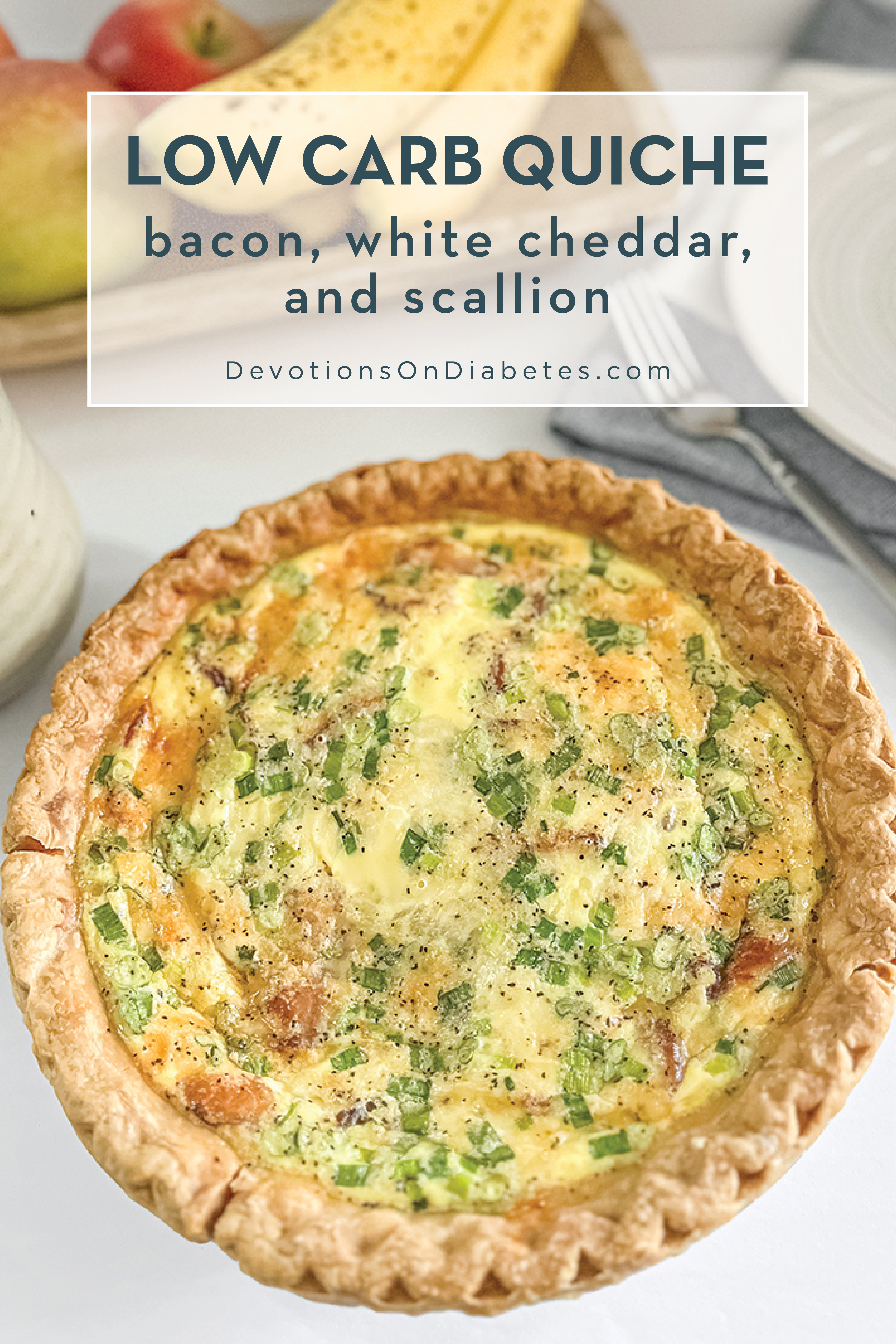 Low Carb Quiche with Bacon, White Cheddar, and Scallions