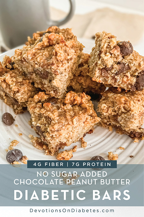 Chocolate Peanut Butter Diabetic Bars REV 500x750