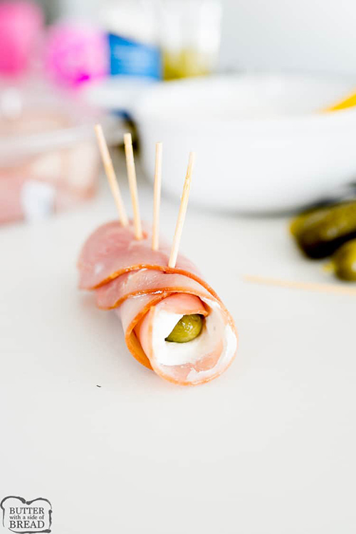 ham pickle cream cheese roll ups