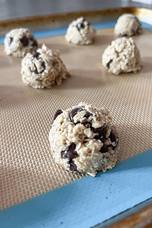 no sugar added oatmeal cookies on a baking sheet