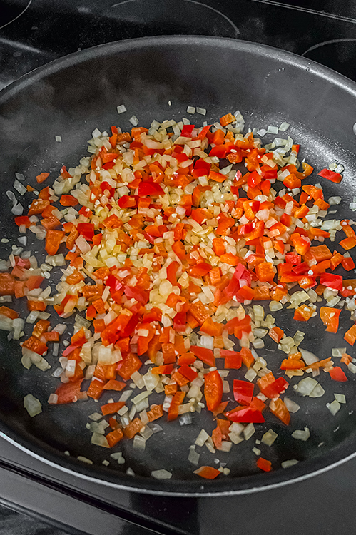 Chicken and Black Bean Enchilada Recipe Ingredients on the stovetop