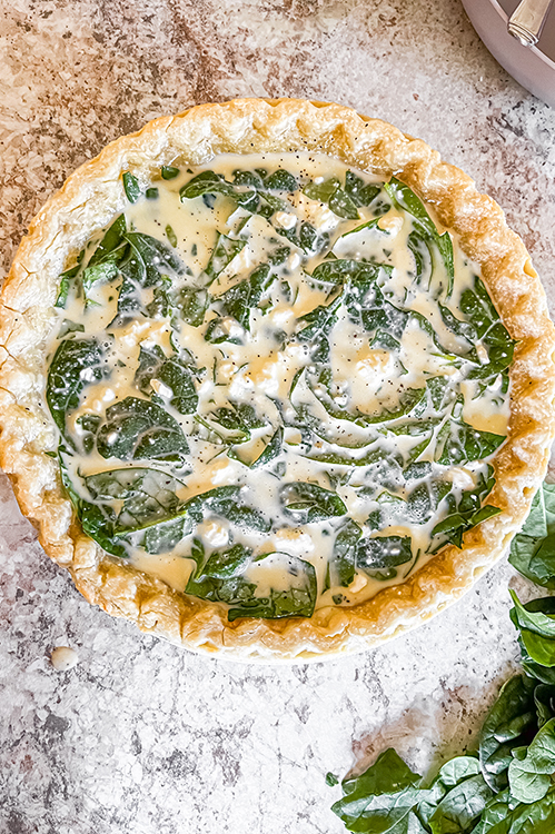 Low Carb Quiche Recipe with Spinach and Feta Cheese ready to bake