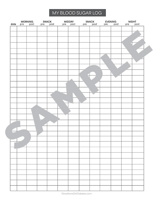 Printable Blood Sugar Chart - Blood Sugar Log - Option 1