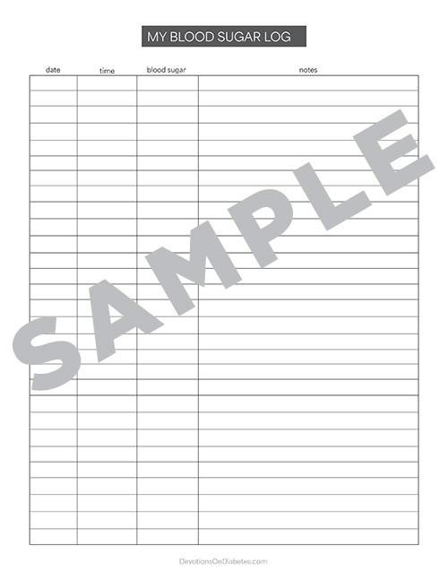 Printable Blood Sugar Chart - Blood Sugar Log - Option 3