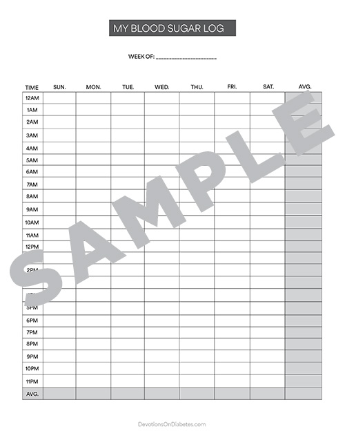 Printable Blood Sugar Chart - Blood Sugar Log - Option 4