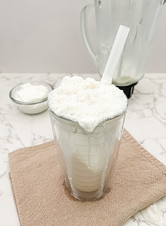 Finished DIY frappuccino without coffee with blender