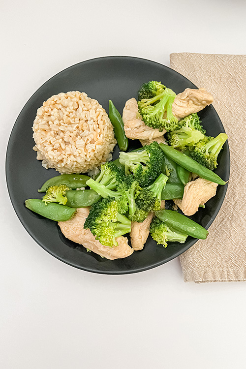 finished chicken and vegetable stir fry